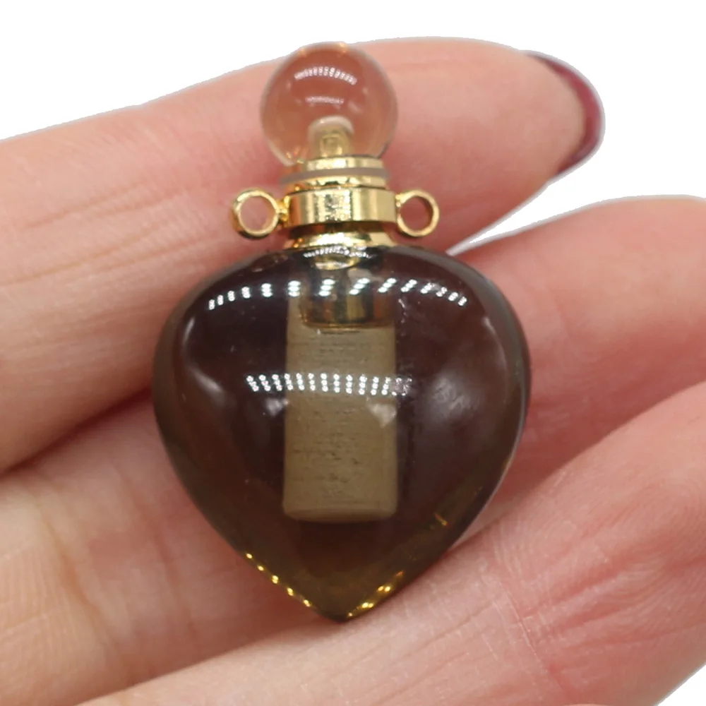 Aceite Natural Difusor de la Botella de perfume Colgante en Forma de Corazón de Piedra de Cristal Colgante del Encanto de la Joyería del Collar de los Dones de sanidad 1