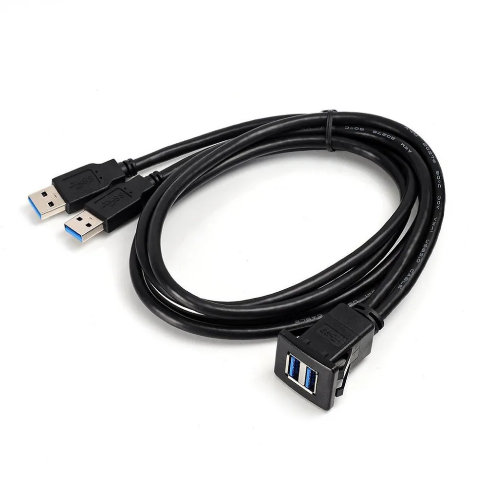 1M/2M Enchufe el Cable USB 3.0 de Coche de Auto Montaje empotrado Macho a Hembra Cable de Extensión de Panel Panel Cuadrado de Línea de Audio para Motocicleta 1