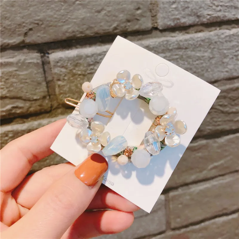 2019 Nueva Corea del Estilo Chica pinzas para el Pelo, Floral, Simples Piedra de Cristal de la Flor de la Rana de pinzas para el Cabello para las Mujeres de Moda Accesorios para el Cabello 1