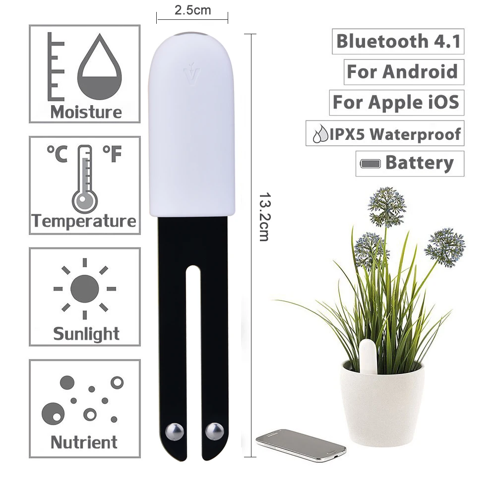 YouPin VegTrug Cuidado De La Flora Digital De Las Plantas De La Hierba De Agua En El Suelo La Luz Bluetooth Smart Probador Del Sensor De La Flor De Monitor De Plantas Para El Jardín 1