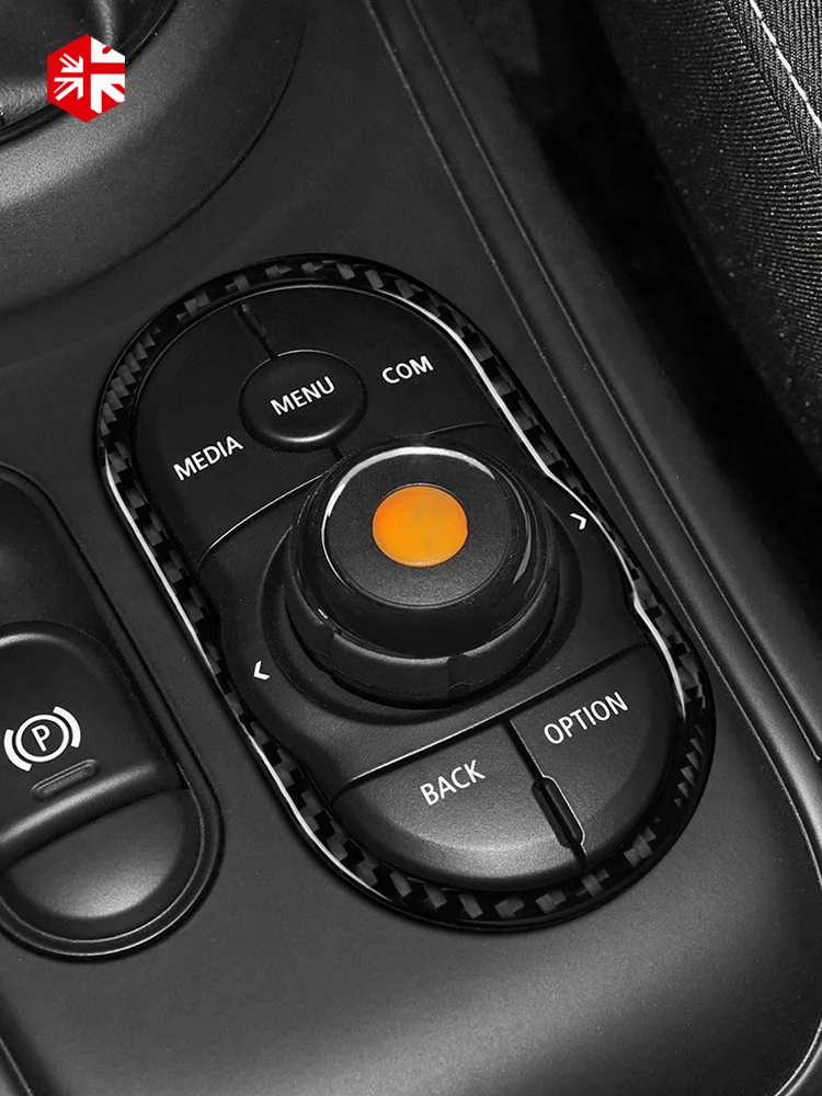 Para el MINI Cooper Countryman F60 Auto Multimedia Botón de Engranaje Panel de la Carcasa de Fibra de Carbono Cubierta de la etiqueta Engomada de la Decoración Interior Accesorios 1