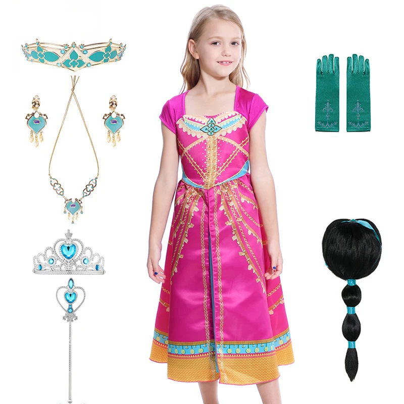 Aladdin Jazmín Vestido De Princesa Para Niñas Adolescentes Aladdin Niños De Navidad Rosa Vestidos De La Coronación De La Fiesta De Disfraces De Cosplay Infantil De Tela 1