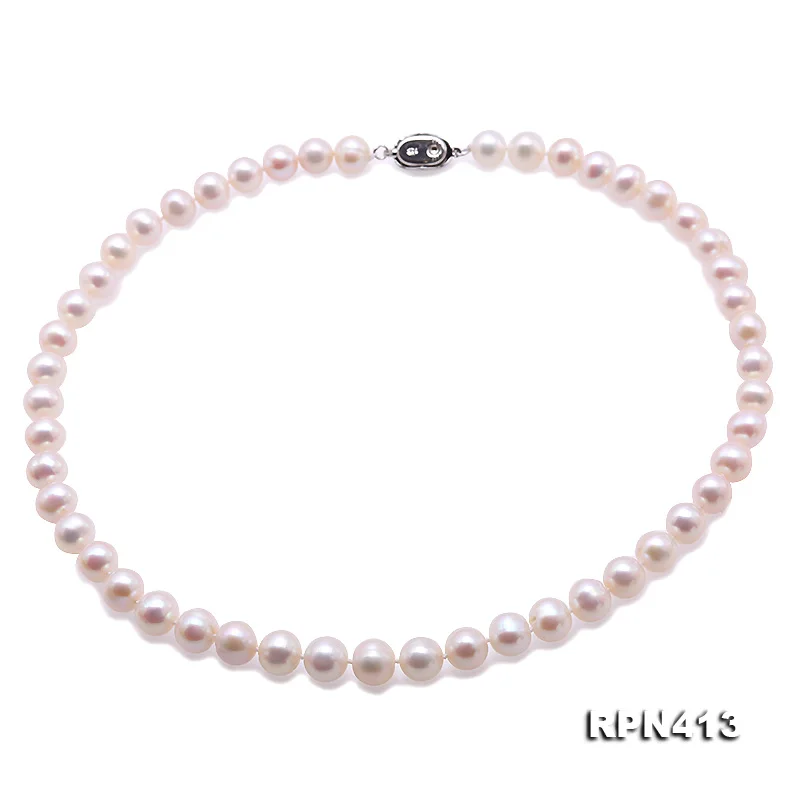 JYX de Alta Calidad Ronda Collar de Perlas 8.5-9.5 mm AAA Ronda de Collares de Perlas Naturales de agua Dulce Redondo de la Cadena para las mujeres 1