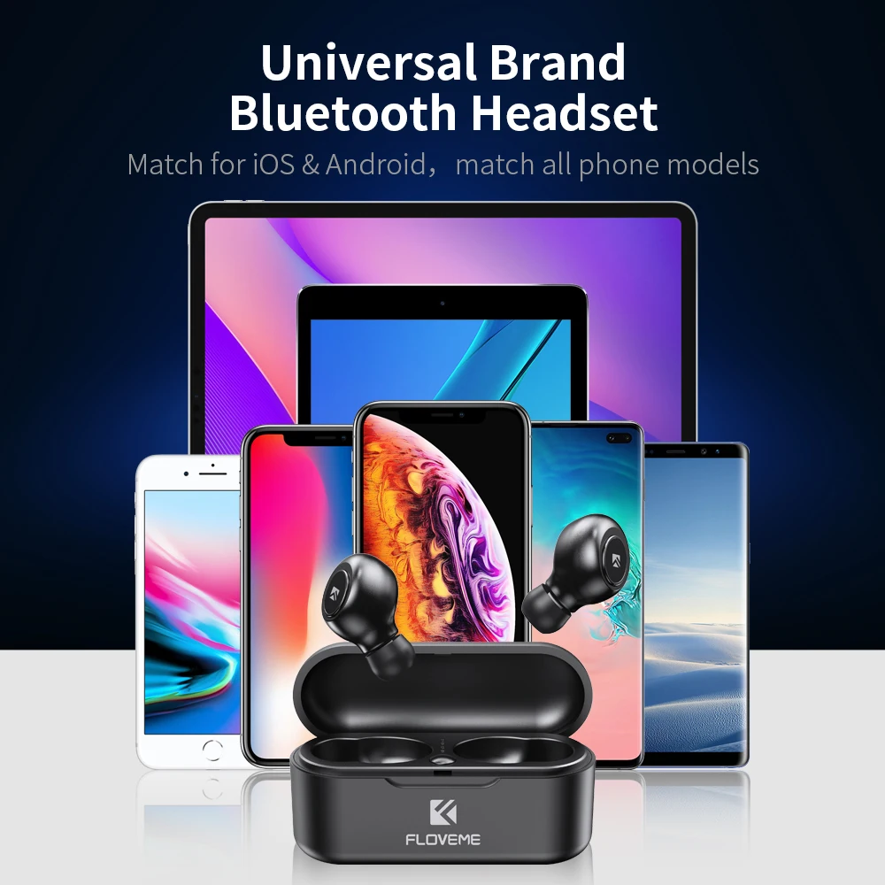 FLOVEME TWS 5.0 Inalámbrico de Auriculares Bluetooth auriculares Auriculares Para el iPhone Xiaomi Mi con Cancelación de Ruido Auriculares con Micrófono 1