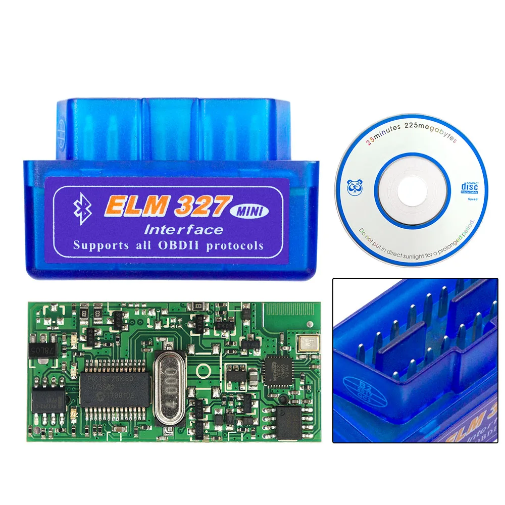 10pcs/Lot Bluetooth ELM327 V1.5 PIC18F25K80 ELM 327 1.5 OBD2 Lector de Código de Apoyar a Todos Protocolo OBDII OBD 2 Auto Diagnóstico Escáner 1