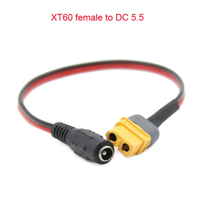 2PCS 30cm Acumular XT60 XT30 T Enchufe Hembra Para DC5.5 2.1 Conector de Adaptador de Carga Cable de Skyzone Fatshark FPV Gafas de Batería 1