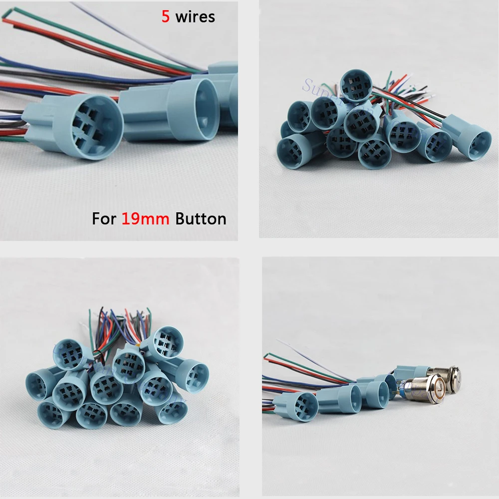 50pcs /lote de 16 mm 19 mm 22 mm enchufe para el cable de metal, interruptor de botón de cableado de 2 a 6 cables estable luz de la lámpara del botón 1