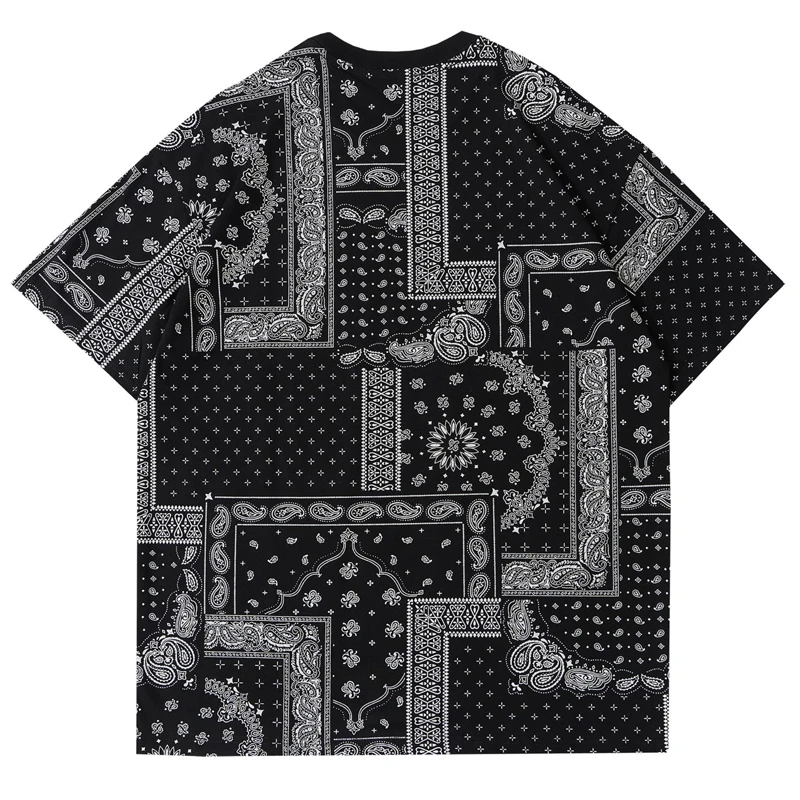 ELKMU Bandana Patrón de Paisley T-shirt Ropa de los Hombres de Verano de Manga Corta de la Camiseta de Harajuku Tops Camisetas Camisas Masculinas de Algodón HE813 1