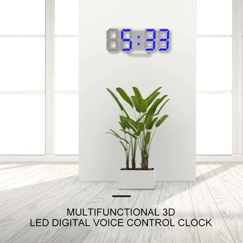 24/12 Horas de Pantalla de Alarma del Reloj del LED Digital Reloj de Pared 3D de la Tabla del Reloj del Calendario de la Temperatura de Brillo de la Pantalla Ajustable 1