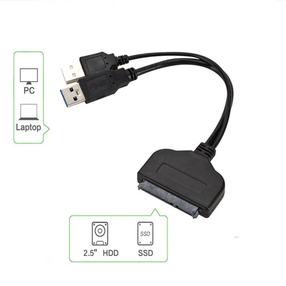 USB 3.0 A SATA de 22 Pin Adaptador de 2.5 Pulgadas HDD SSD de Alta Calidad USB 3.0 A SATA de Alimentación Externa de Unidad de Disco Duro Cable del Convertidor de 1