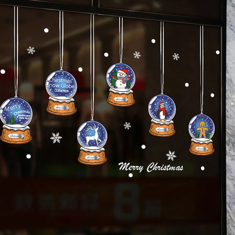 Colgantes de Navidad de Bolas de Cristal de la Pared Calcomanías Romántico muñeco de Nieve Elk Extraíble de Vinilo Mural de arte Pegatinas de Ventana 1