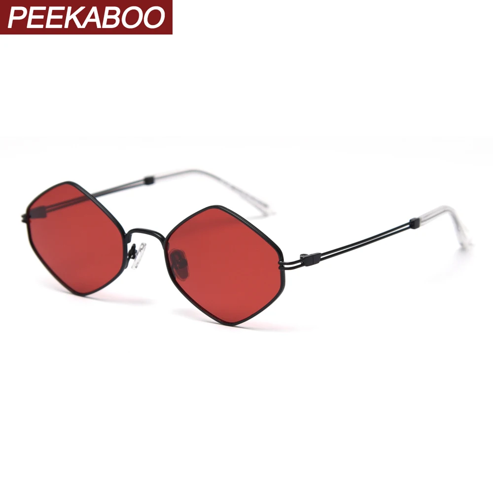 Peekaboo pequeño rombo de gafas de sol de los hombres polarizada 2020 retro de las mujeres gafas de sol masculinas marco de metal rojo negro uv400 de alta calidad 1