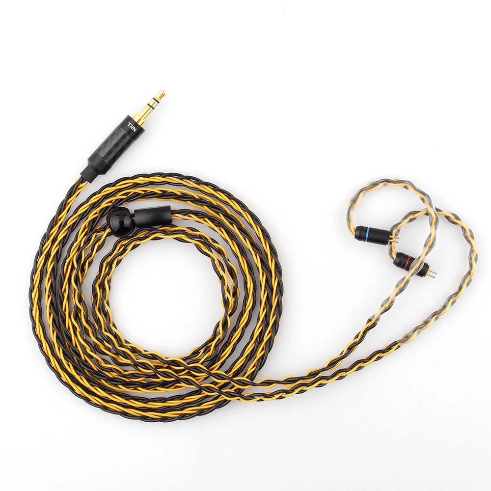 TRN T1 Oro Plata Mixto chapado 0.75 MMCX Actualización cable de Audio Estéreo de Auriculares de cable para Auriculares V90 IM2 V80 V30 V60 X6 AS10 1