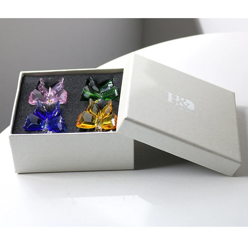 H&D Set de 4 de Cristal Mariposa de Cristal figuras de Animales Miniaturas Manualidades Regalos de Boda Para los Invitados de la Decoración del Hogar Accesorios 1