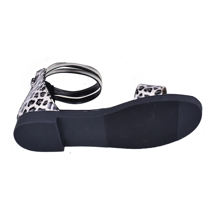 COOTELILI 35-39 la Moda de Verano Casual Sandalias Abiertas Pisos del Dedo del pie Zapatos de las Mujeres de Banda Estrecha, Sólida Zip Sandalias de Leopardo de las Niñas 1
