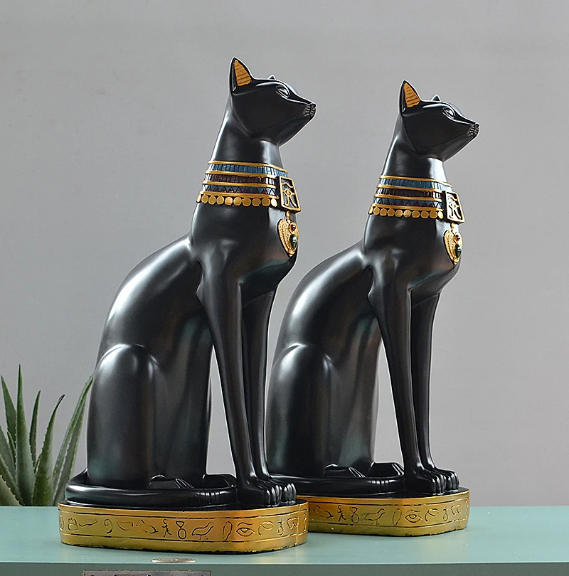 Gato egipcio de la pirámide de la estatua de jesús dios zeus gato del templo de dios chuchería gato de la suerte estatua, estatuilla juego de té de la decoración de la decoración del hogar 1