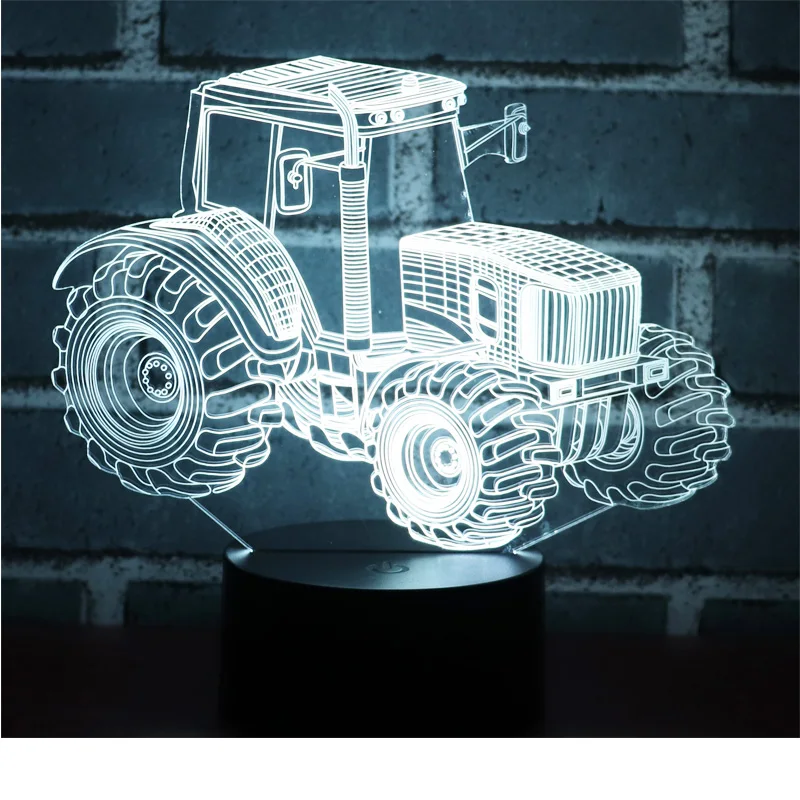 3D LED Luz de la Noche Dinámico Tractor, Coche con 7 Colores de Luz para la Decoración del Hogar de la Lámpara Increíble Visualización de Ilusión Óptica 1