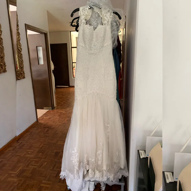 ZL1048 Elegante de Encaje Apliques de Tul con Cuentas de Cinturón de Sirena de la Boda Vestidos de Novia Vestido de la Celebridad vestido De Noiva robe de mariee 1