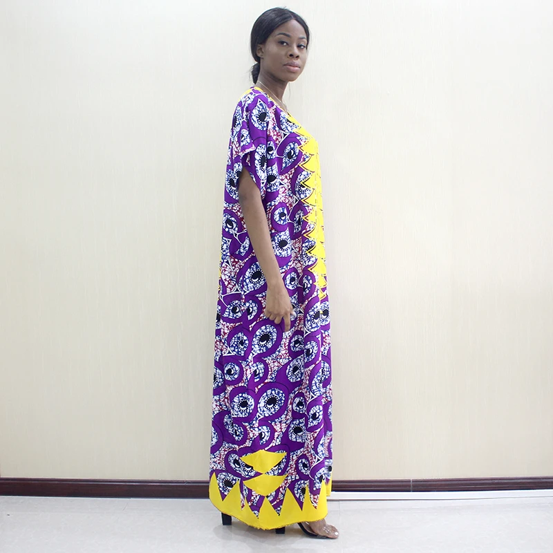 Africanas de la ropa del Tranditional Largo Suelto Vestido Vintage Dashiki caftán étnicos africanos vestidos para las mujeres con bufanda 1