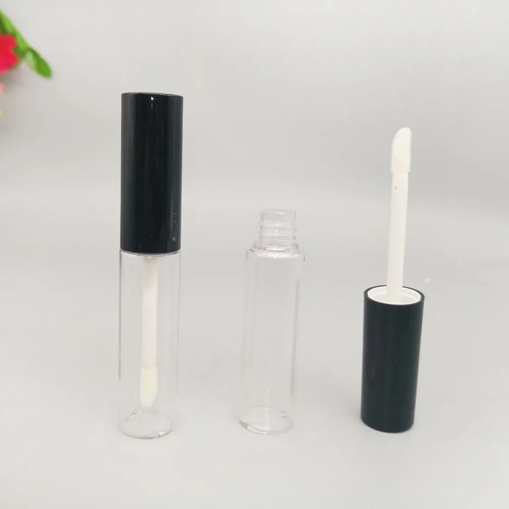 30pcs 8ml de plástico transparente con tapa negra brillo de labios tubo cosmético lipgloss palo de embalaje contenedor 1