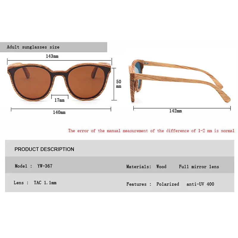 2018 Nueva Moda polarizado de madera de la mujer de las gafas de sol ojo de Gato completo espejo de lujo hechos a mano de los hombres de madera de bambú gafas de sol Con cuadro de 1