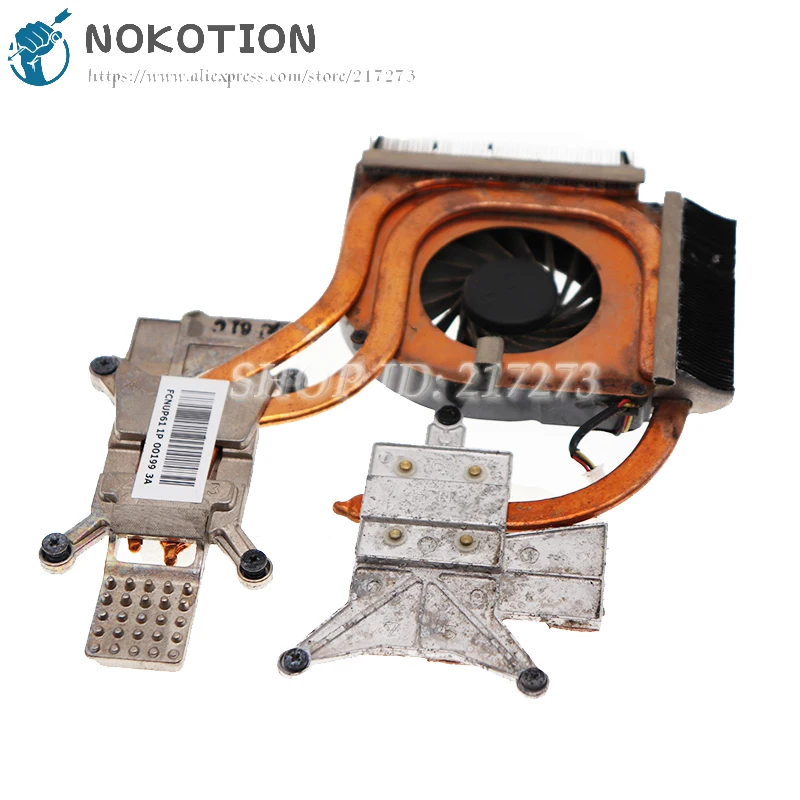 NOKOTION Original 579158-001 Radiador Para HP DV6-2000 DV6-2100 Portátil de la CPU Disipador de calor del ventilador de refrigeración 1