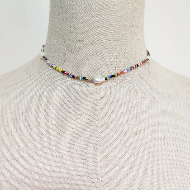 Moda de colores con cuentas de collar de color nuevo estilo étnico cuello de accesorios de la perla natural de decoración hechos a mano gargantilla de colliers femme 1