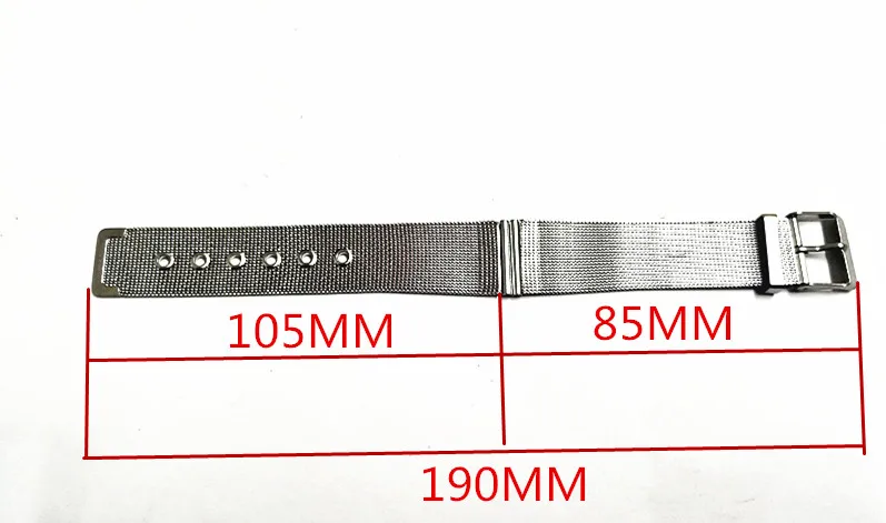 1PCS Milanese Correa de reloj de 12 mm 14 mm 16 mm 18 mm 20 mm de Acero Inoxidable Correa de Reloj de espesor de 0,4 mm 1