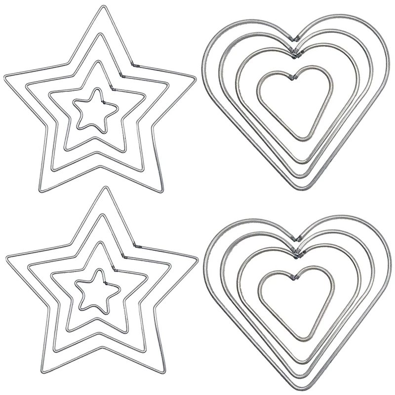 16 Pc DIY Craft Sueño de cazadores de Estrellas y de la Forma del Corazón de los Anillos Aros de Metal (Plata) 1