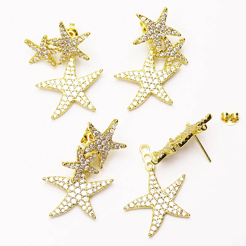 4 Pares de Metal Estrellas Cuelgan aretes de Allanar zirconia estrella de los pendientes de las mujeres de la joyería pendientes de la Gota de Regalo para las mujeres de la joyería Fashion41294 1