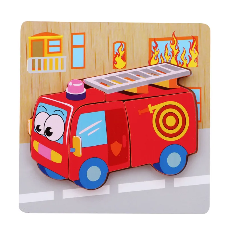 De dibujos animados de Madera Rompecabezas de Madera Montessori, Juguetes Para los Niños el Aprendizaje de la Educación en 3D Juegos de Puzzle 1