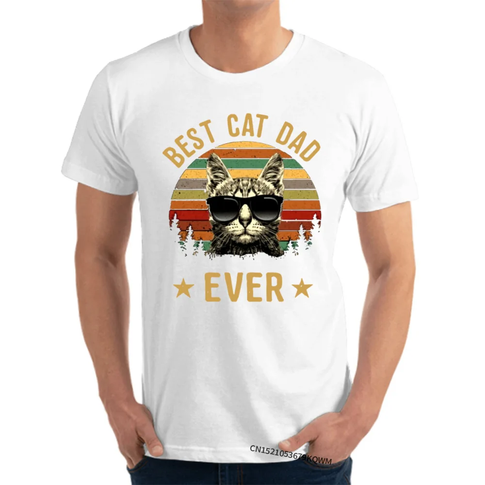 Mejor gato papá nunca lindo corazón de amor del gato Hombre Camisetas Impresión en 3D cómoda Tops Camisetas Algodón de la Familia Tops Camisetas, Además de Tamaño 1