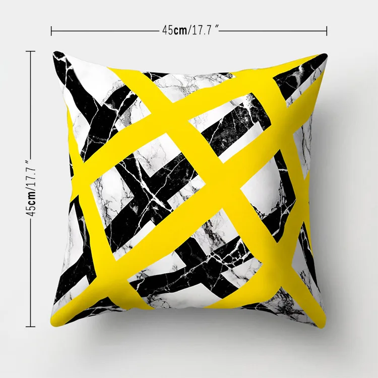 Nórdicos amarillo geométricas funda de almohada de mármol de terciopelo cojín funda de almohada 1