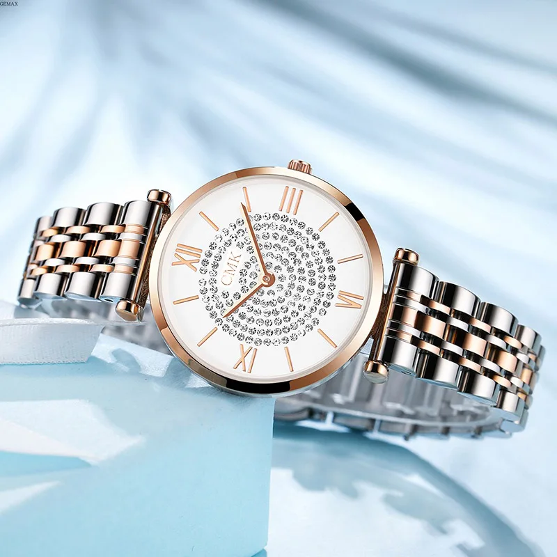 Oro de Relojes de Diamantes de las Mujeres de Lujo de la Banda Causal de las Señoras de los Relojes de Pulsera Clásico y Elegante parte Superior Vender Zegarek Damski Regalos reloj de las mujeres 1