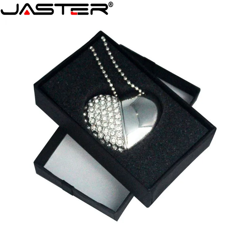 JASTER Flash USB 2.0 Unidad de Cristal de Corazón de amor +cuadro de la impulsión de la pluma de la piedra preciosa 4G/ 8G/ 16G/ 32G /diamante memory stick regalo de boda 1