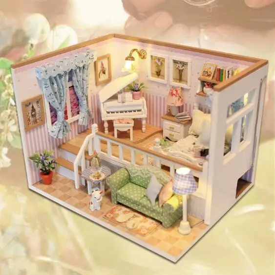 Miniatura Casa de Muñecas de la Construcción de modelos de Kits de Muebles de Madera Juguetes de BRICOLAJE de casa de muñecas-porque de 2018 Nuevo 1