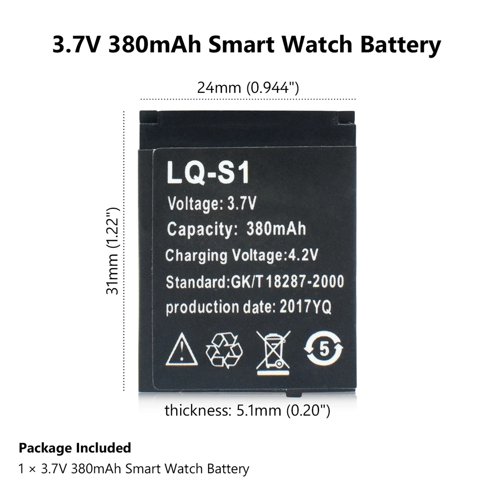 LQ-S1 3,7 V Recargable de Li-ion del Polímero de la Batería Para el Reloj Inteligente HLX-S1-GJD DJ-09 AB-S1 M9 FYM-M9 JJY-S1 DZ09 QW09 W8 A1 V8 X6 1