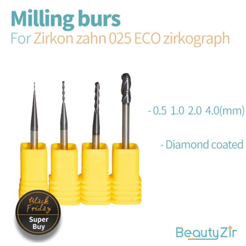 4 piezas de zirkonzahn 025 ECO de fresado fresas dentales CAD-CAM de la máquina de fresado 1