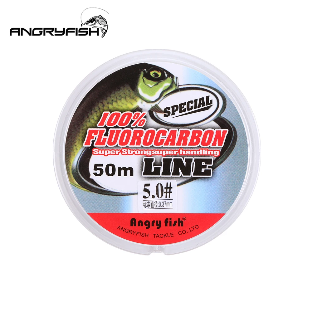Angryfish de Fluorocarbono Línea de Pesca a 50m Transparente/Rosa Super fuerte de Fibra de Carbono Líder de la Línea de 1