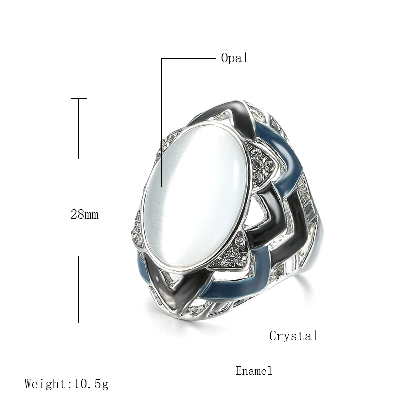 Kinel Caliente Suerte Oval de Anillos de Ópalo CZ Circón Geométricas, Rayas Anillo de Esmalte Para Mujer Parte de Cristal de la Vendimia de la Joyería de 2020 Nuevo 1