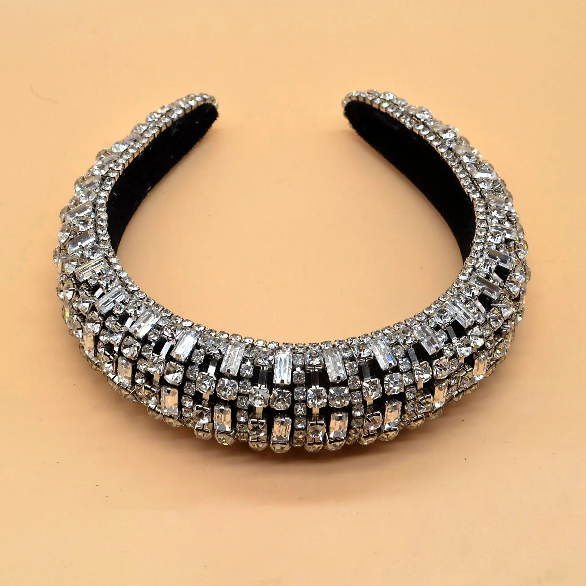 Nueva moda Bling Diademas de diamantes de imitación de Oro de Cristal de Diadema Geométricas Diadema de Diamantes para las Mujeres Accesorios para el Cabello 1