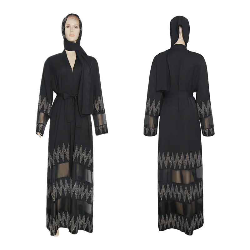 2020 Nuevo Dubai Negro Abaya Bangladesh Largo Hiyab Vestido De Noche De Las Mujeres Kimono Cardigan Islámica Ropa Chilaba Caftán Marocain 1