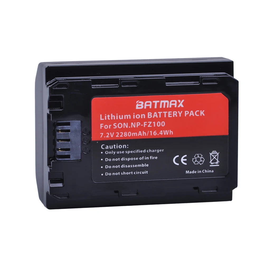 Batmax 1pc 2280mAh NP-FZ100 Batería para Sony NP FZ100, BC-QZ1 Alfa 9, A7RIII, ILCE-7RM3, a9, Sony A9R Sony Alpha 9 Cámaras de 1