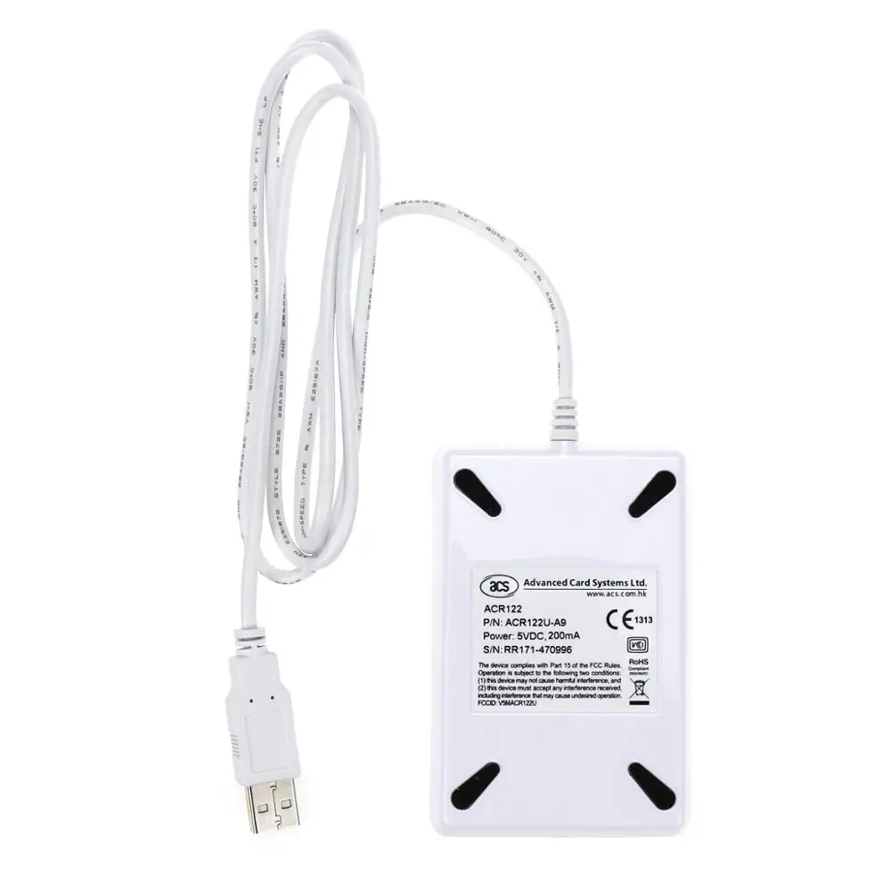NFC ACR122U RFID smart card Reader Escritor Copiadora Duplicador de escritura clon de software USB S50 13.56 mhz ISO 14443+5 x UID Etiqueta 1