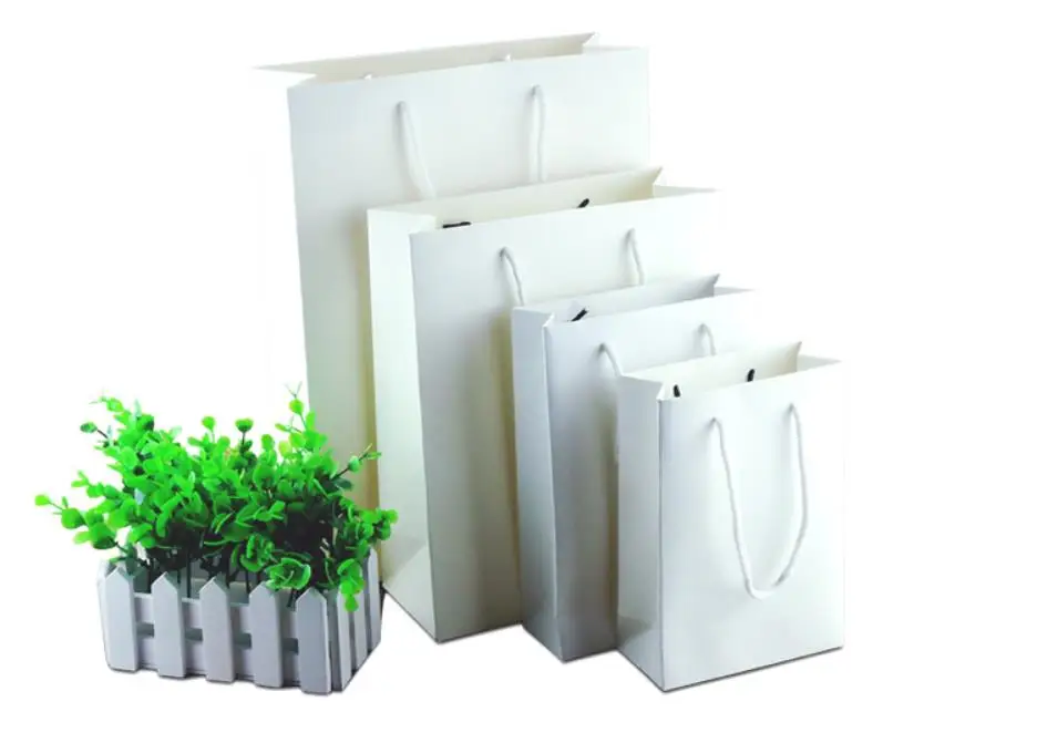 10pcs Varios tamaños diseño Vertical Eco-reutilizables amistosos de cartón blanco de papel, bolsos de mano,de oficina,bolsas,ropa de retículo 1