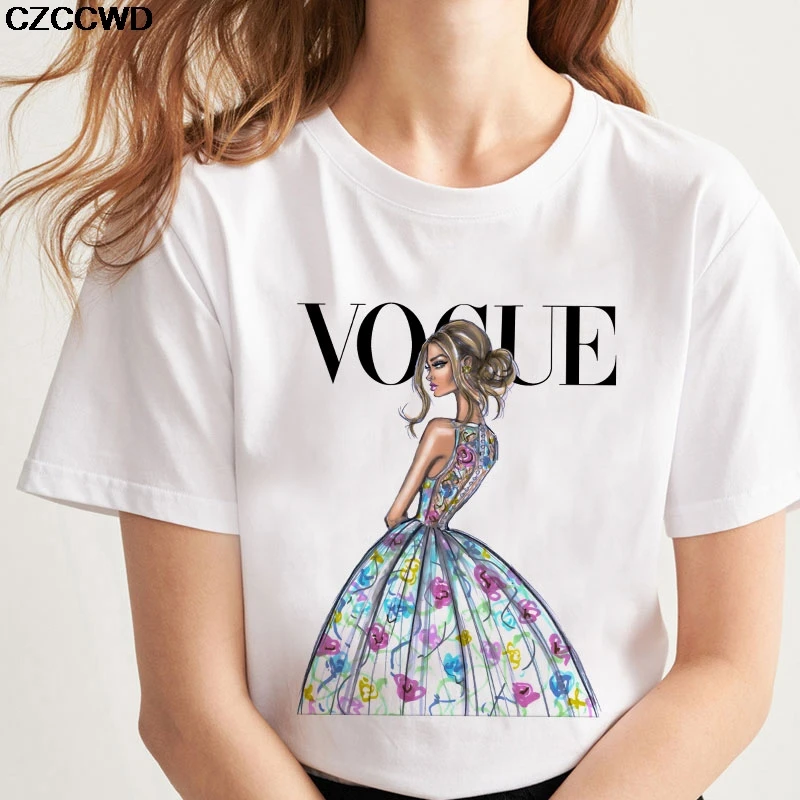 CZCCWD Poleras Mujer De Moda 2019 Otoño Blanco de la Camiseta de Harajuku de la Moda de Vogue Camiseta de Ocio Streetwear Estética Mujeres T-shirt 1