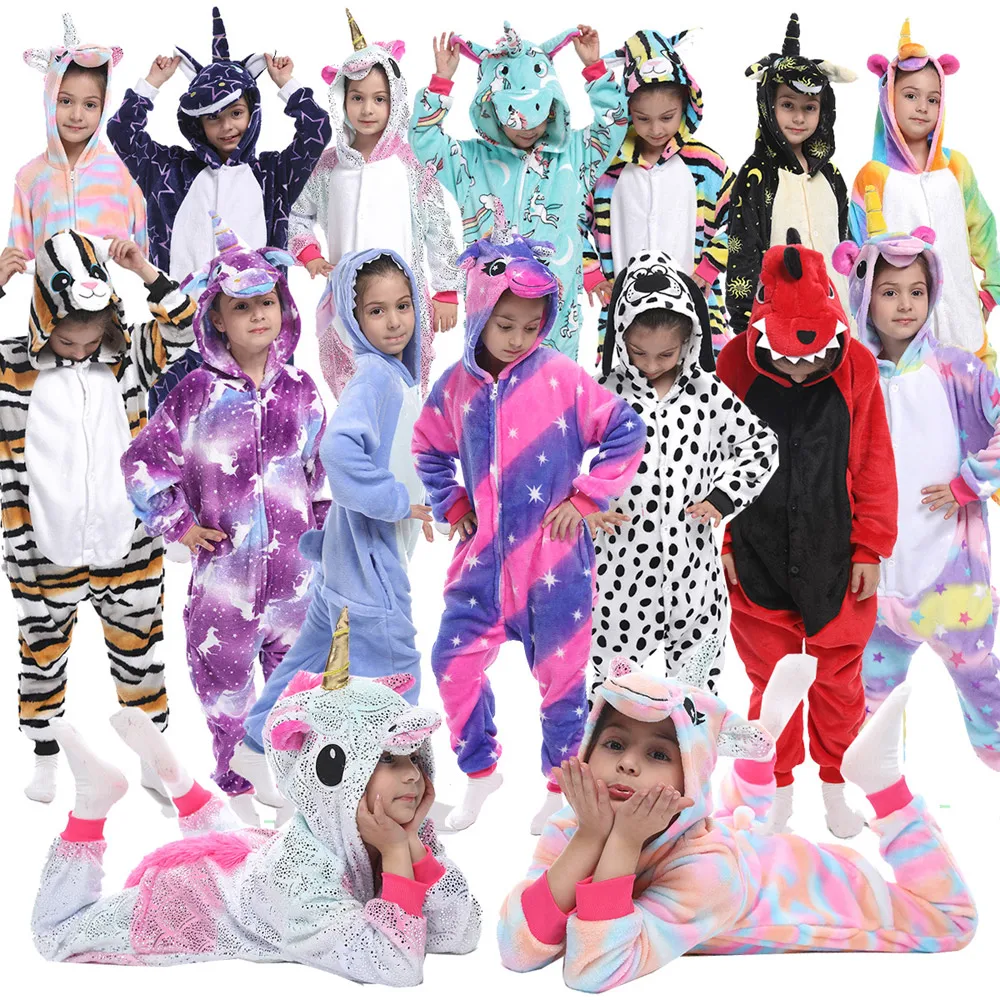 El otoño de la Puntada Niños Pijamas de Unicornio Pijamas Para Niños de Animales de dibujos animados de la Manta del Bebé del Traje de Invierno Niñas y Niños de la Licorne one 1