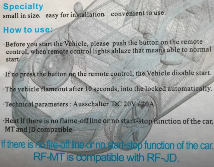 RFID Inmovilizador Anti-Robo de Interruptor de bloqueo de cables para Coche de 12V de combustible bomba de alimentación del circuito 1