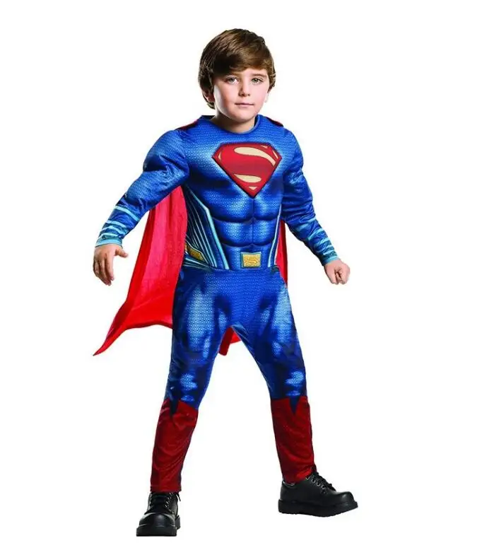 Purim Trajes Cosplay Kids Deluxe Músculo Traje de Navidad para los niños de niños de niños de superhéroes de la película el hombre de acero cosplay 1
