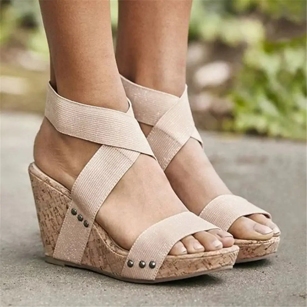 Dropship 2020 de la moda NUEVA de gran tamaño 43 cuñas sandalias de tacones altos zapatos de plataforma de las mujeres de ocio cómodo verano sandalias zapatos 1